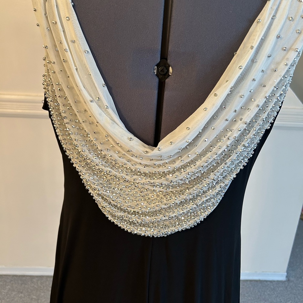 Elegant Black and White Beaded Dress